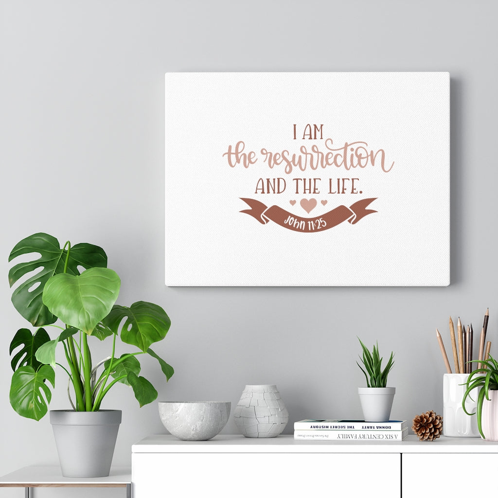 The Resurrection And The Life John 11:25 Bible Verse Canvas Christian Wall Art Ready to Hang Unframed-Express Your Love Gifts