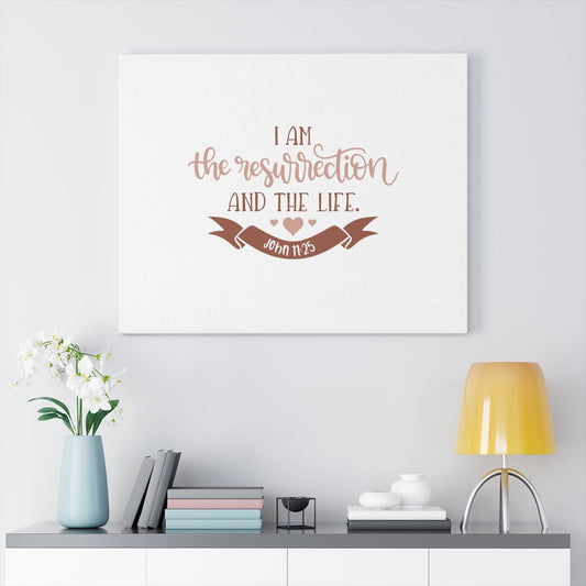 The Resurrection And The Life John 11:25 Bible Verse Canvas Christian Wall Art Ready to Hang Unframed-Express Your Love Gifts