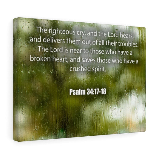 The Righteous Cry Psalm 34:17-18 Bible Verse Canvas Christian Wall Art Ready to Hang Unframed-Express Your Love Gifts