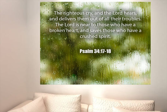 Scripture Walls The Righteous Cry Psalm 34:17-18 Bible Verse Canvas Christian Wall Art Ready to Hang Unframed-Express Your Love Gifts