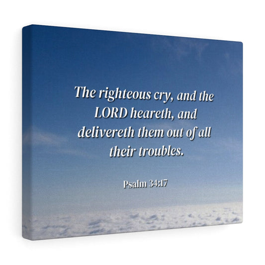 The Righteous Cry Psalm 34:17 Bible Verse Canvas Christian Wall Art Ready to Hang Unframed-Express Your Love Gifts