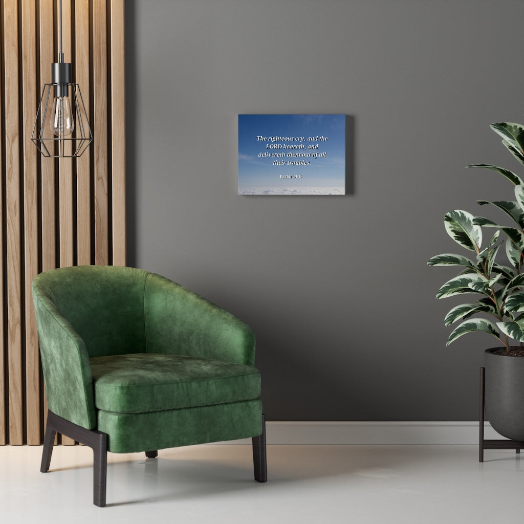 The Righteous Cry Psalm 34:17 Bible Verse Canvas Christian Wall Art Ready to Hang Unframed-Express Your Love Gifts