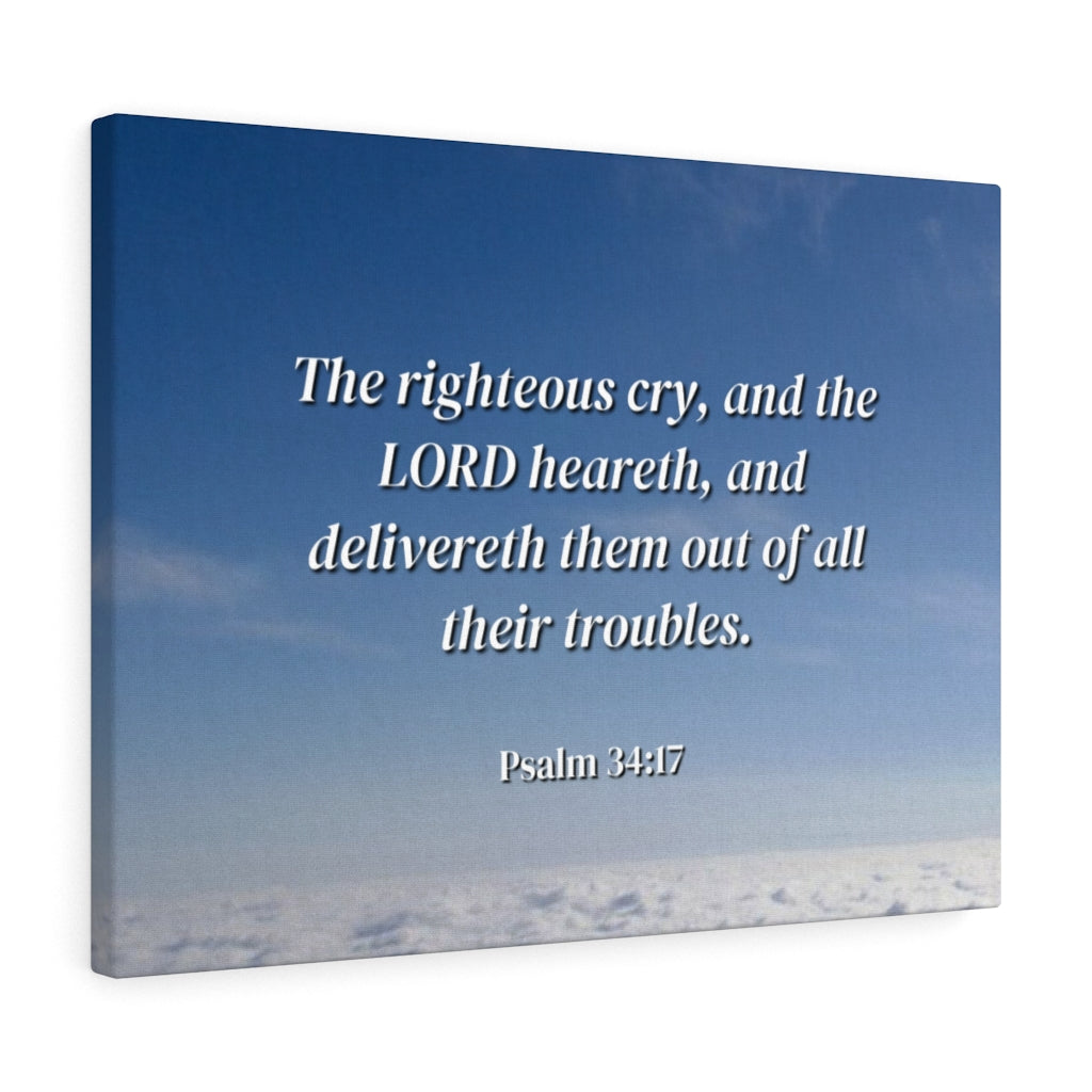 The Righteous Cry Psalm 34:17 Bible Verse Canvas Christian Wall Art Ready to Hang Unframed-Express Your Love Gifts