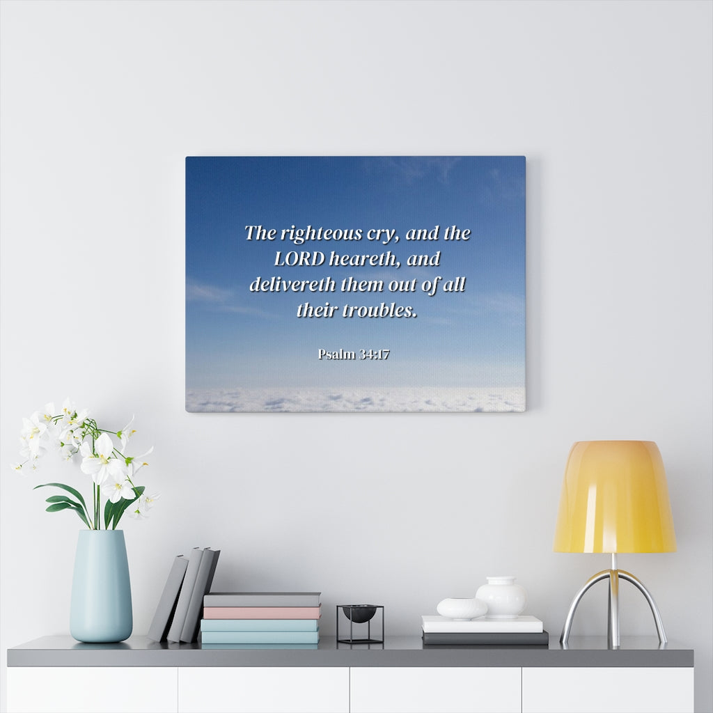 The Righteous Cry Psalm 34:17 Bible Verse Canvas Christian Wall Art Ready to Hang Unframed-Express Your Love Gifts