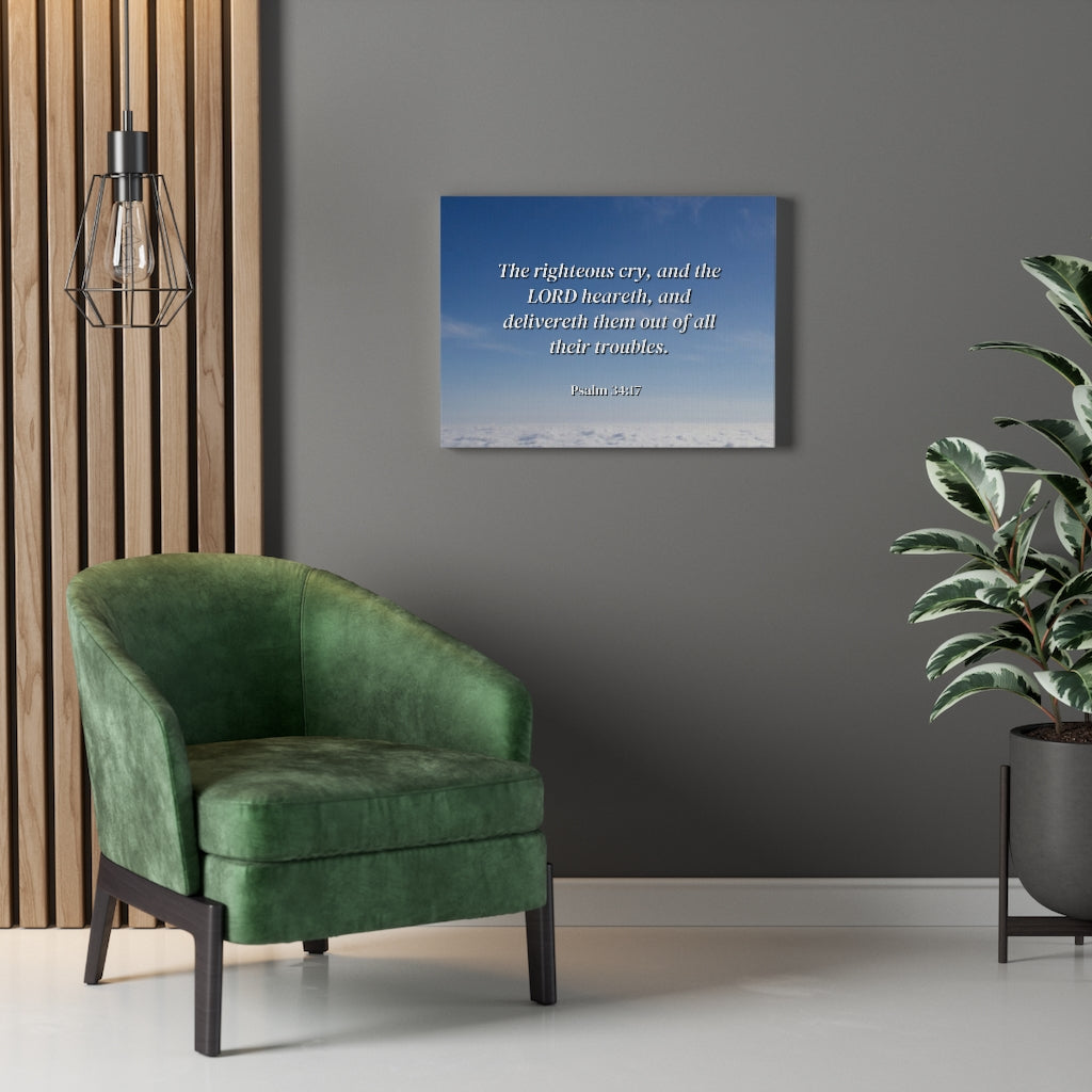 The Righteous Cry Psalm 34:17 Bible Verse Canvas Christian Wall Art Ready to Hang Unframed-Express Your Love Gifts