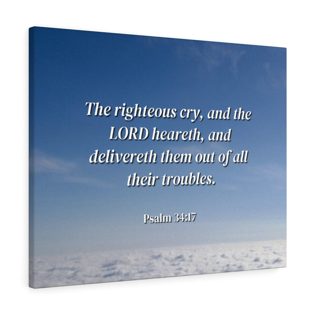 The Righteous Cry Psalm 34:17 Bible Verse Canvas Christian Wall Art Ready to Hang Unframed-Express Your Love Gifts
