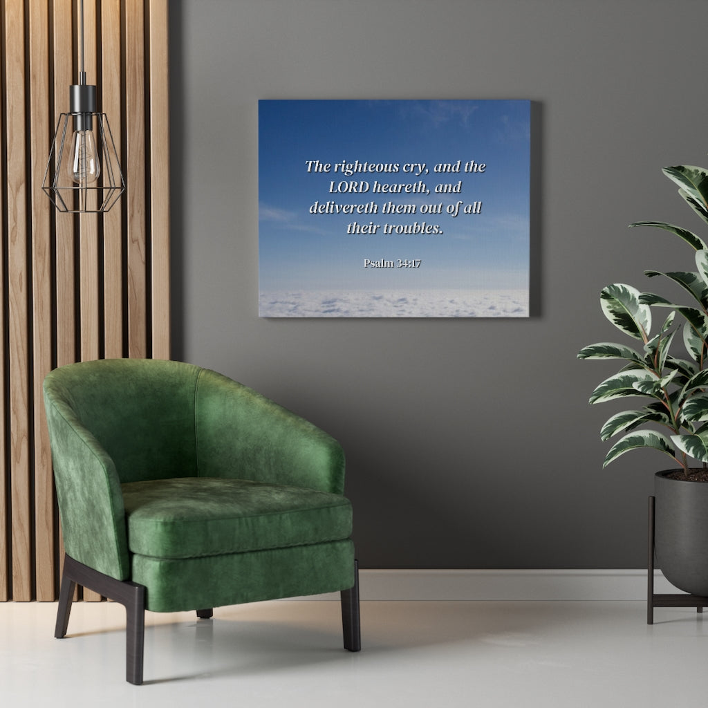 The Righteous Cry Psalm 34:17 Bible Verse Canvas Christian Wall Art Ready to Hang Unframed-Express Your Love Gifts
