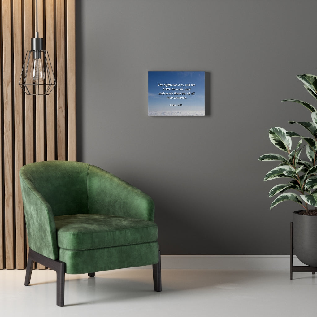 The Righteous Cry Psalm 34:17 Bible Verse Canvas Christian Wall Art Ready to Hang Unframed-Express Your Love Gifts