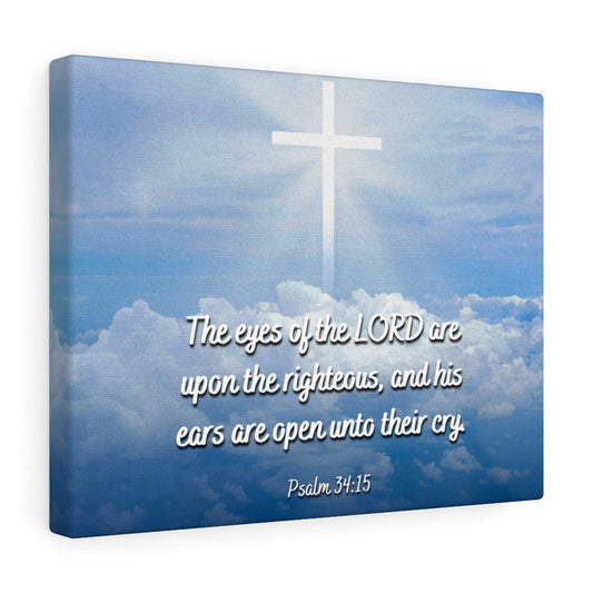 The Righteous Psalm 34:15 Bible Verse Canvas Christian Wall Art Ready to Hang Unframed-Express Your Love Gifts