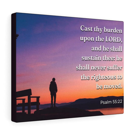 The Righteous Psalm 55:22 Bible Verse Canvas Christian Wall Art Ready to Hang Unframed-Express Your Love Gifts