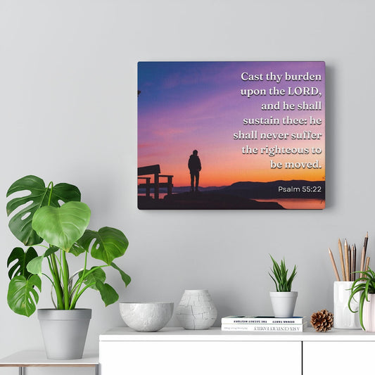 The Righteous Psalm 55:22 Bible Verse Canvas Christian Wall Art Ready to Hang Unframed-Express Your Love Gifts