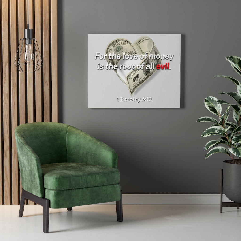 The Root Of All Evil 1 Timothy 6:10 Bible Verse Canvas Christian Wall Art Ready to Hang Unframed-Express Your Love Gifts