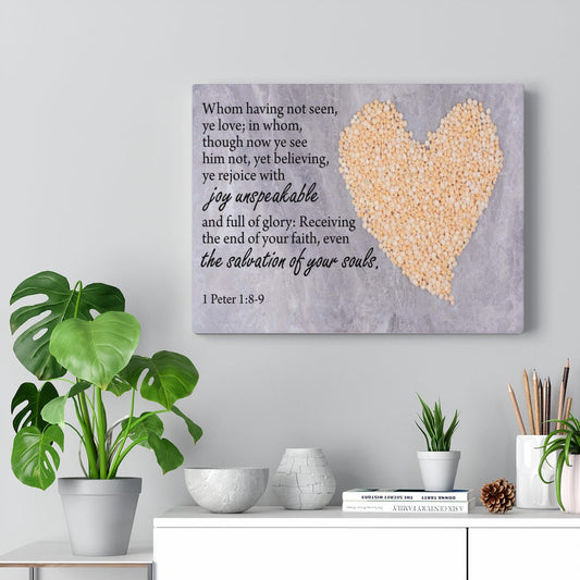 Scripture Walls The Salvation of Your Souls 1 Peter 1:8-9 Bible Verse Canvas Christian Wall Art Ready to Hang Unframed-Express Your Love Gifts