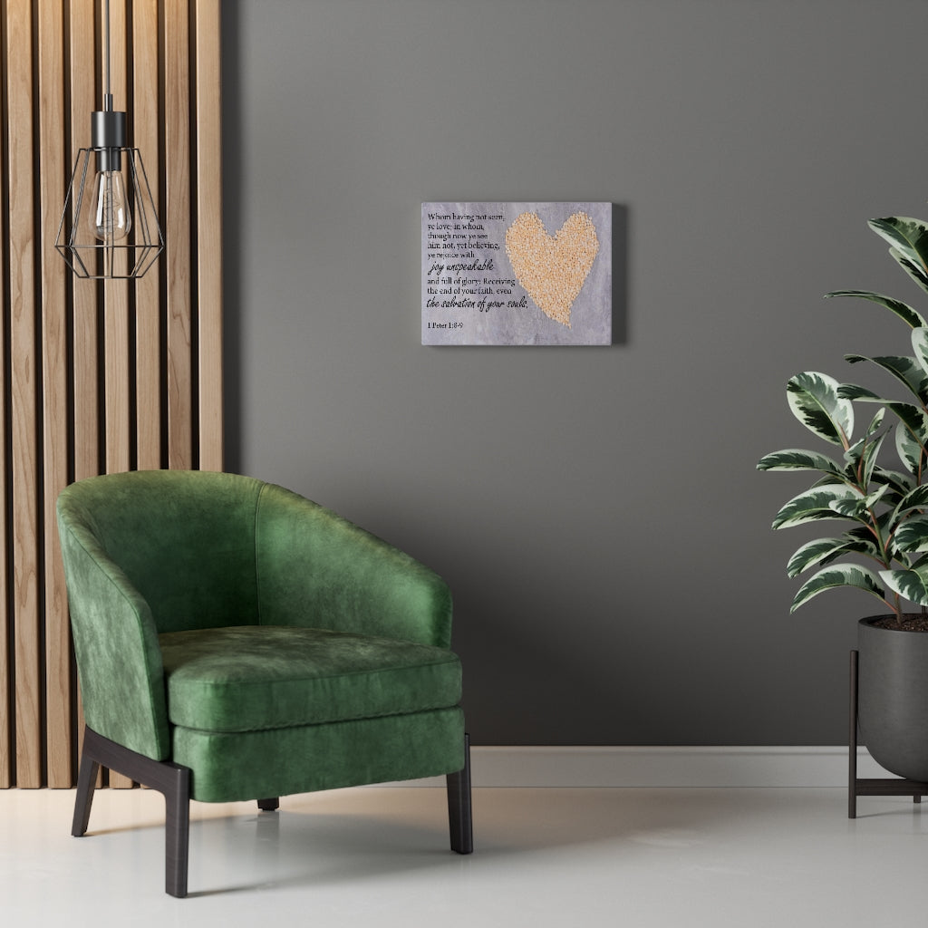 Scripture Walls The Salvation of Your Souls 1 Peter 1:8-9 Bible Verse Canvas Christian Wall Art Ready to Hang Unframed-Express Your Love Gifts