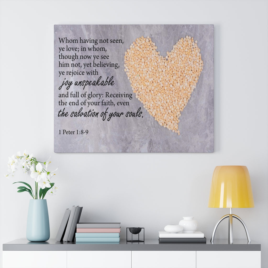 Scripture Walls The Salvation of Your Souls 1 Peter 1:8-9 Bible Verse Canvas Christian Wall Art Ready to Hang Unframed-Express Your Love Gifts