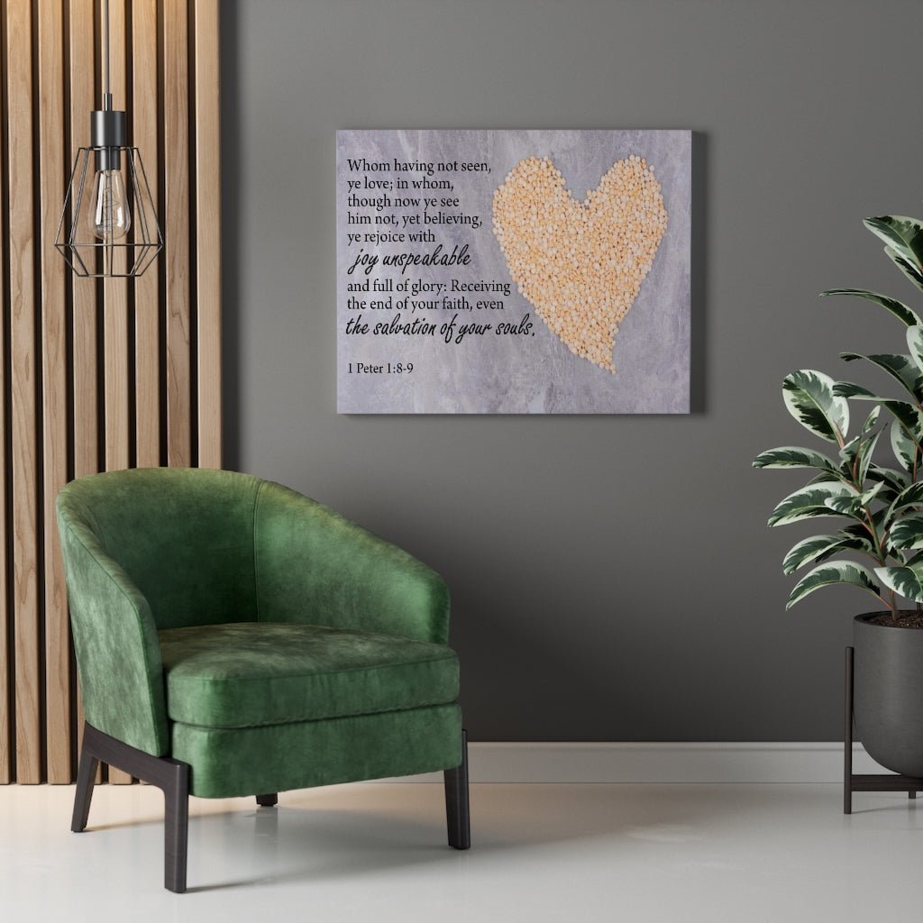 Scripture Walls The Salvation of Your Souls 1 Peter 1:8-9 Bible Verse Canvas Christian Wall Art Ready to Hang Unframed-Express Your Love Gifts