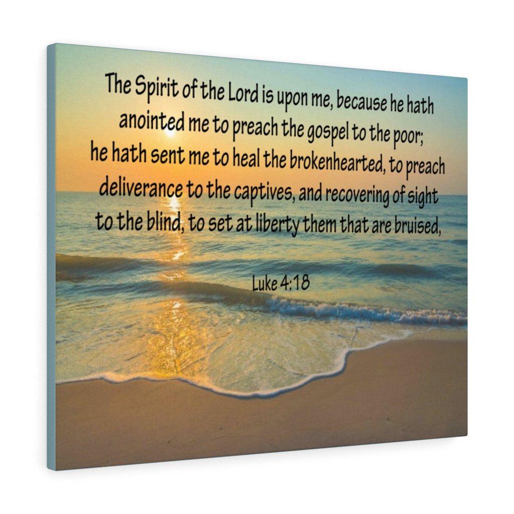 The Spirit of The Lord Luke 4:18 Bible Verse Canvas Christian Wall Art Ready to Hang Unframed-Express Your Love Gifts