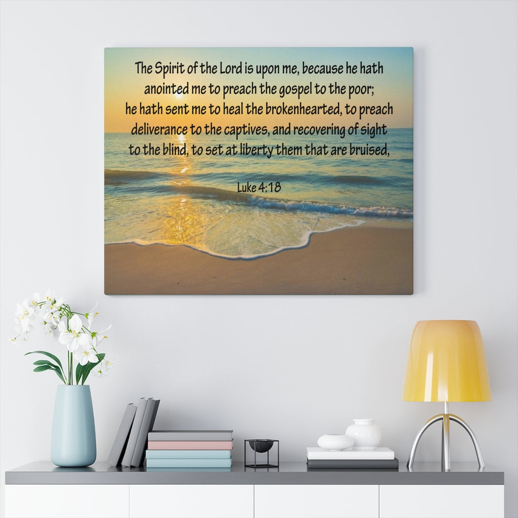 Scripture Walls The Spirit of The Lord Luke 4:18 Bible Verse Canvas Christian Wall Art Ready to Hang Unframed-Express Your Love Gifts