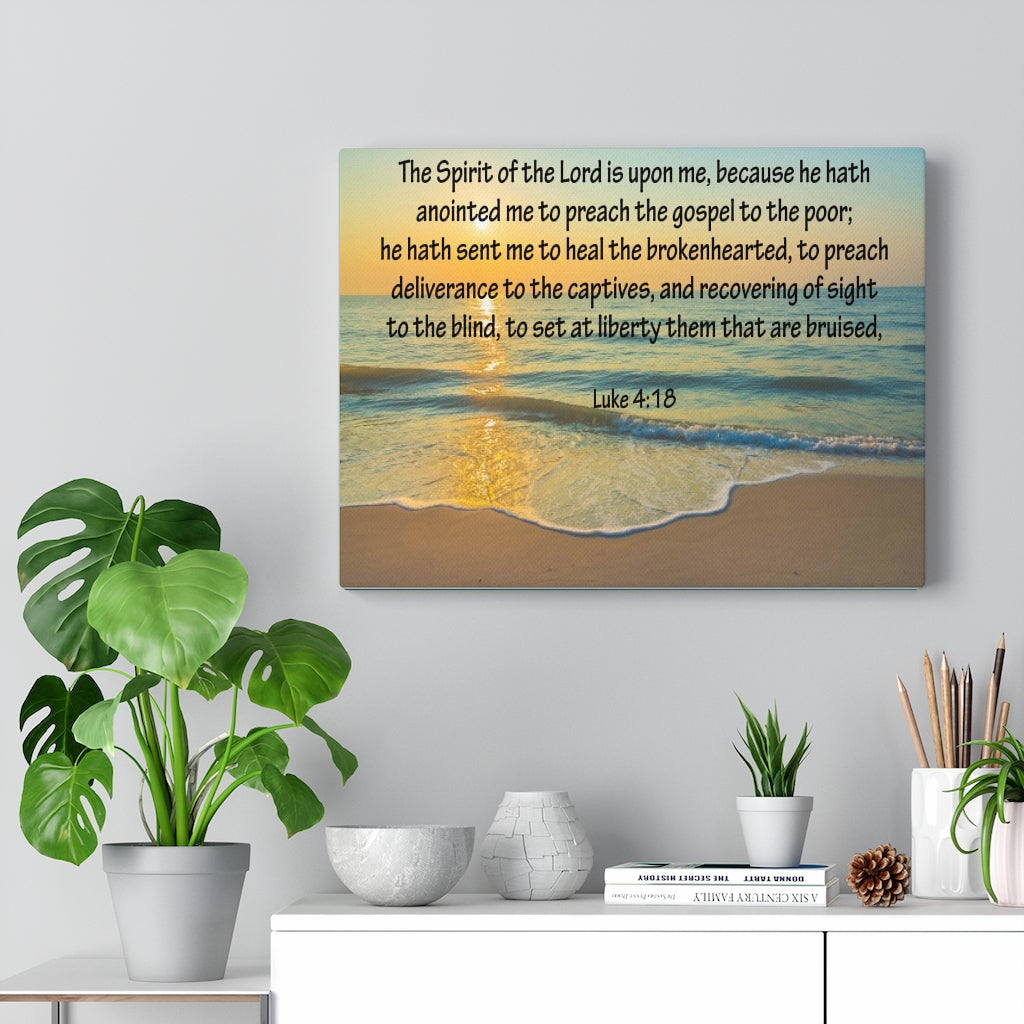 Scripture Walls The Spirit of The Lord Luke 4:18 Bible Verse Canvas Christian Wall Art Ready to Hang Unframed-Express Your Love Gifts