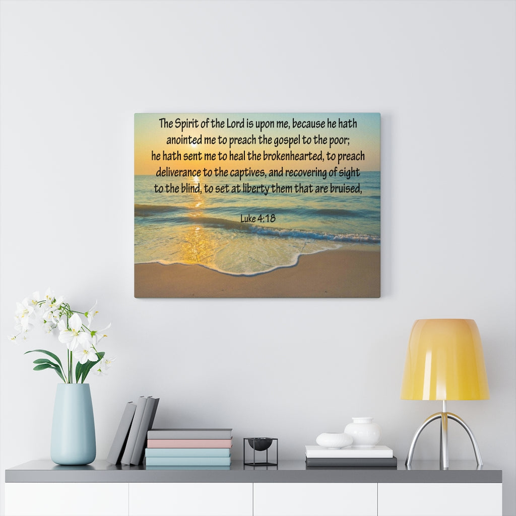 Scripture Walls The Spirit of The Lord Luke 4:18 Bible Verse Canvas Christian Wall Art Ready to Hang Unframed-Express Your Love Gifts