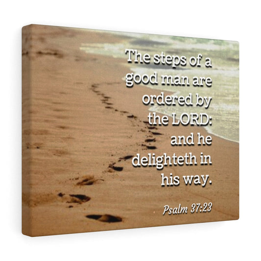 The Steps Psalm 37:23 Bible Verse Canvas Christian Wall Art Ready to Hang Unframed-Express Your Love Gifts