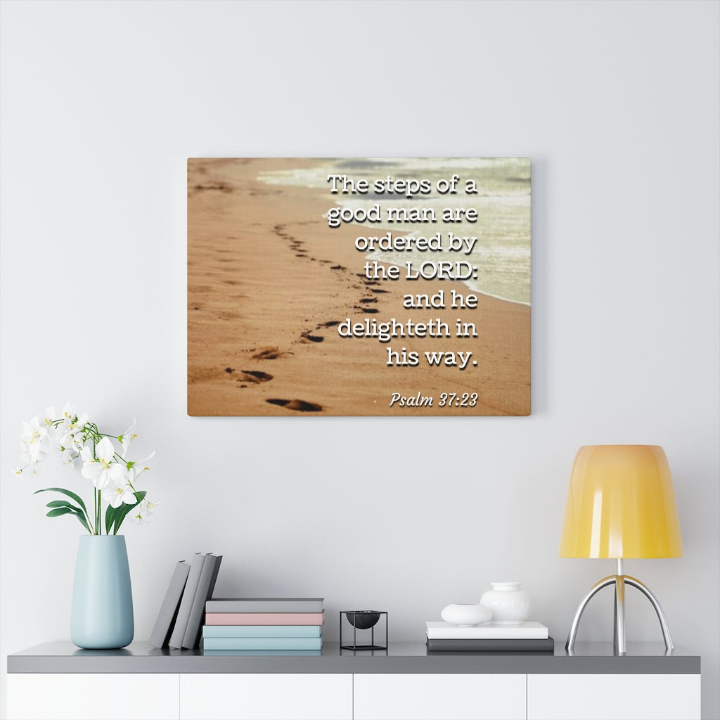 The Steps Psalm 37:23 Bible Verse Canvas Christian Wall Art Ready to Hang Unframed-Express Your Love Gifts