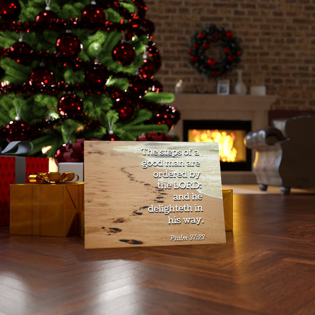 The Steps Psalm 37:23 Bible Verse Canvas Christian Wall Art Ready to Hang Unframed-Express Your Love Gifts