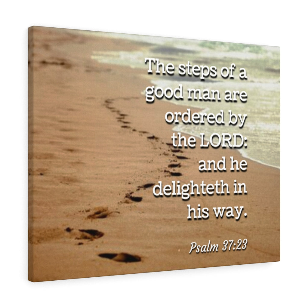 The Steps Psalm 37:23 Bible Verse Canvas Christian Wall Art Ready to Hang Unframed-Express Your Love Gifts