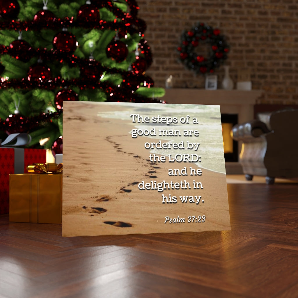 The Steps Psalm 37:23 Bible Verse Canvas Christian Wall Art Ready to Hang Unframed-Express Your Love Gifts