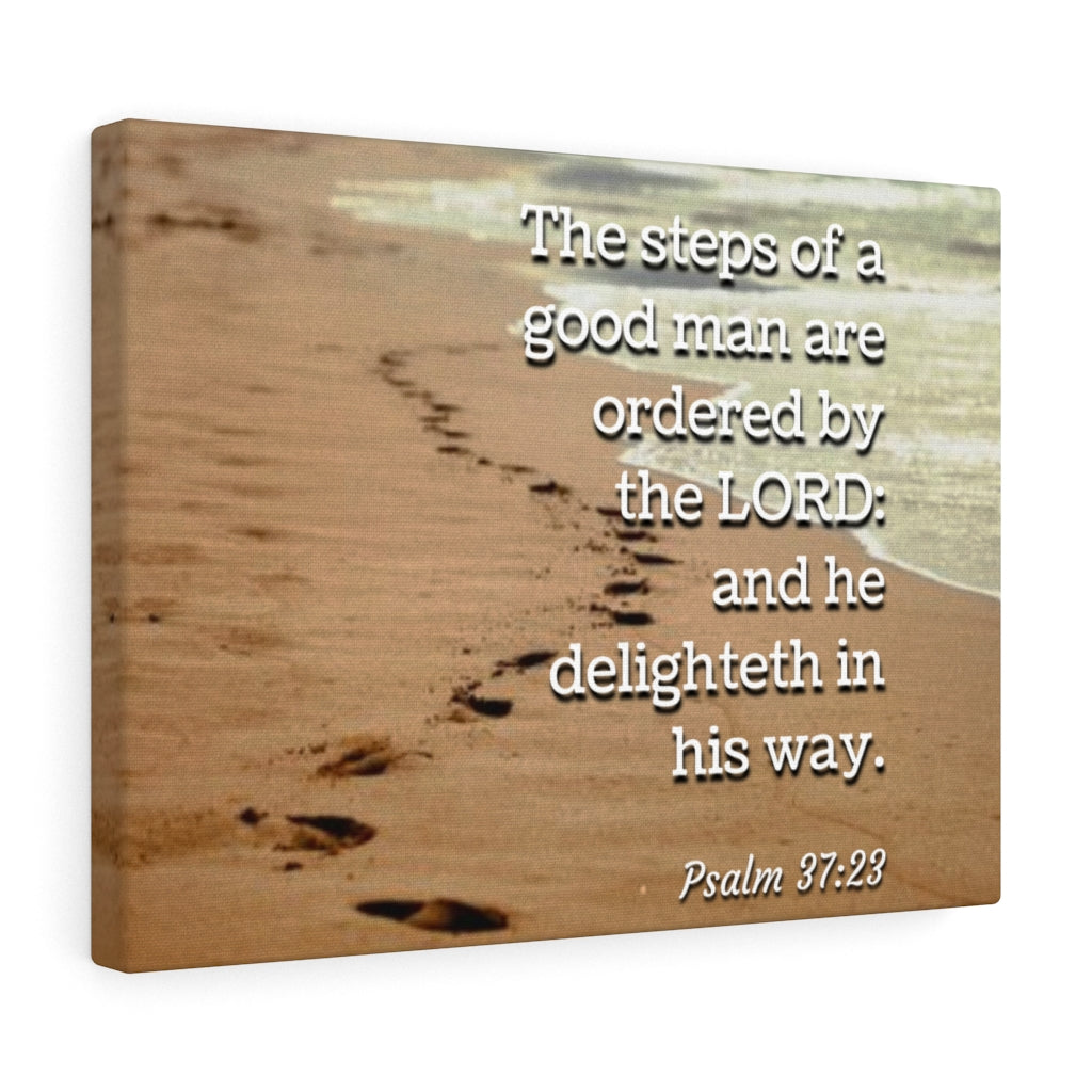 The Steps Psalm 37:23 Bible Verse Canvas Christian Wall Art Ready to Hang Unframed-Express Your Love Gifts