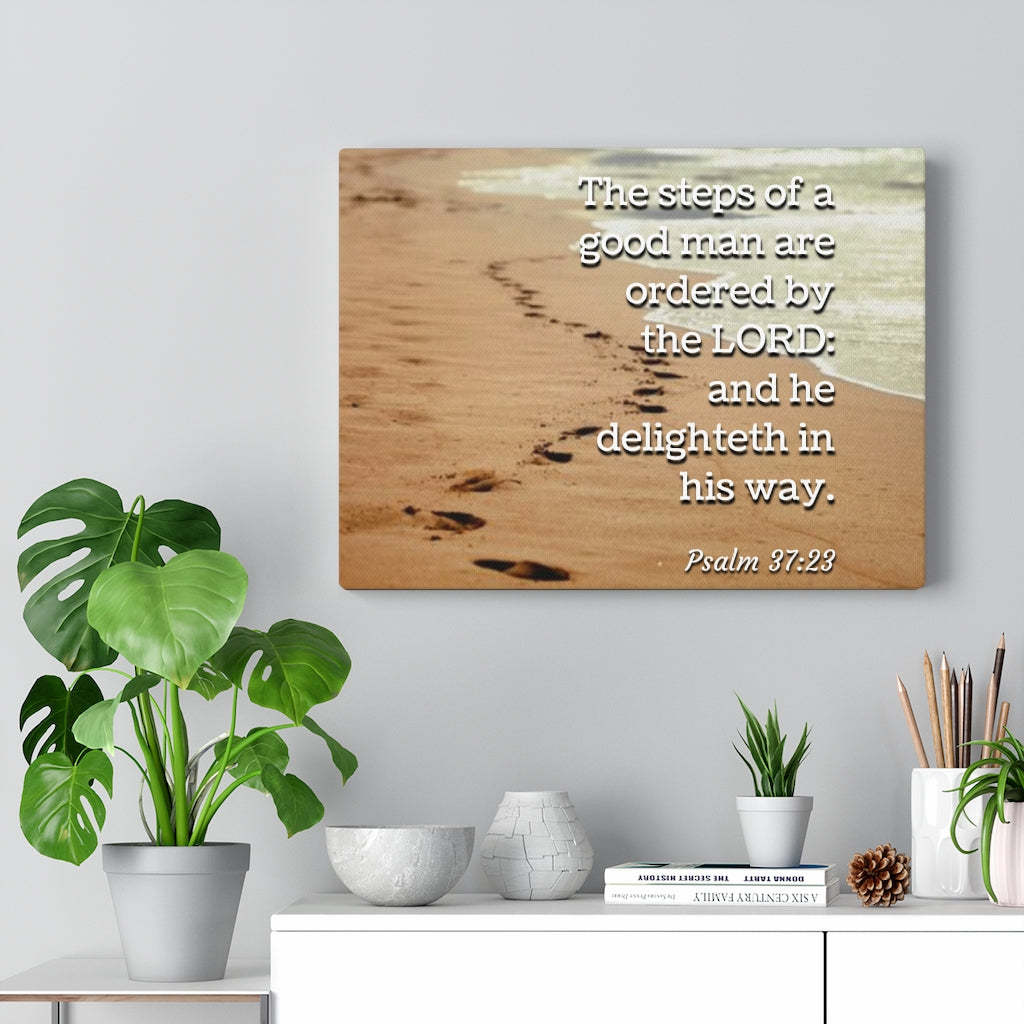 The Steps Psalm 37:23 Bible Verse Canvas Christian Wall Art Ready to Hang Unframed-Express Your Love Gifts