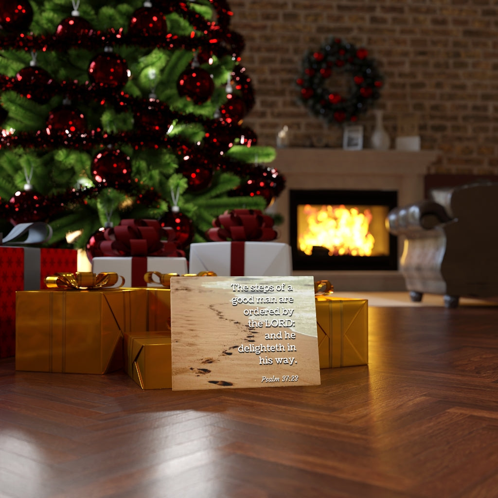 The Steps Psalm 37:23 Bible Verse Canvas Christian Wall Art Ready to Hang Unframed-Express Your Love Gifts