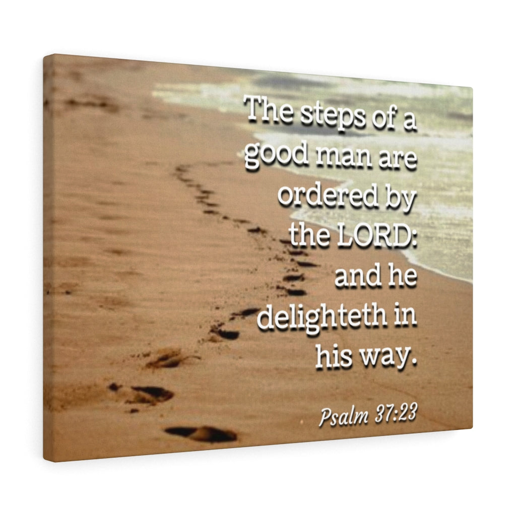 The Steps Psalm 37:23 Bible Verse Canvas Christian Wall Art Ready to Hang Unframed-Express Your Love Gifts