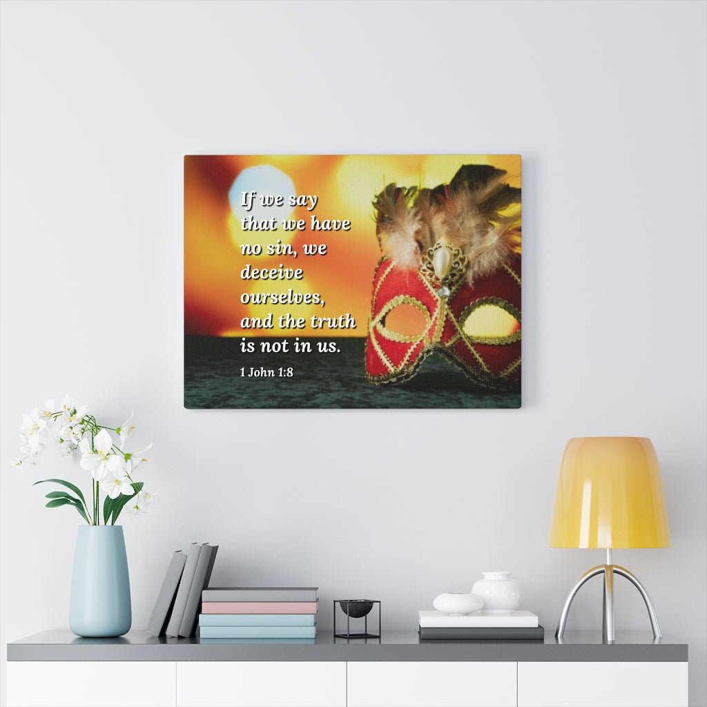The Truth 1 John 1:8 Bible Verse Canvas Christian Wall Art Ready to Hang Unframed-Express Your Love Gifts
