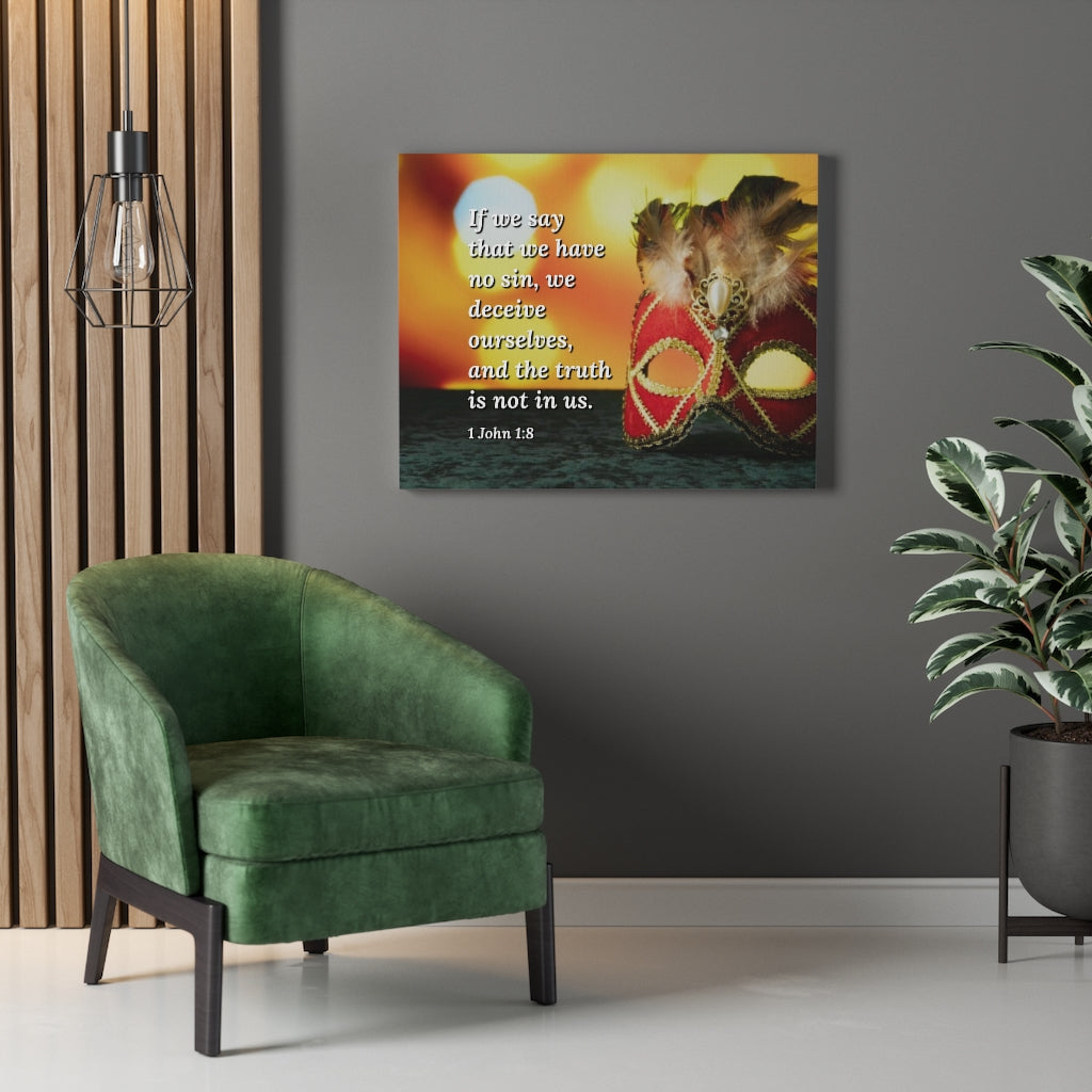 The Truth 1 John 1:8 Bible Verse Canvas Christian Wall Art Ready to Hang Unframed-Express Your Love Gifts
