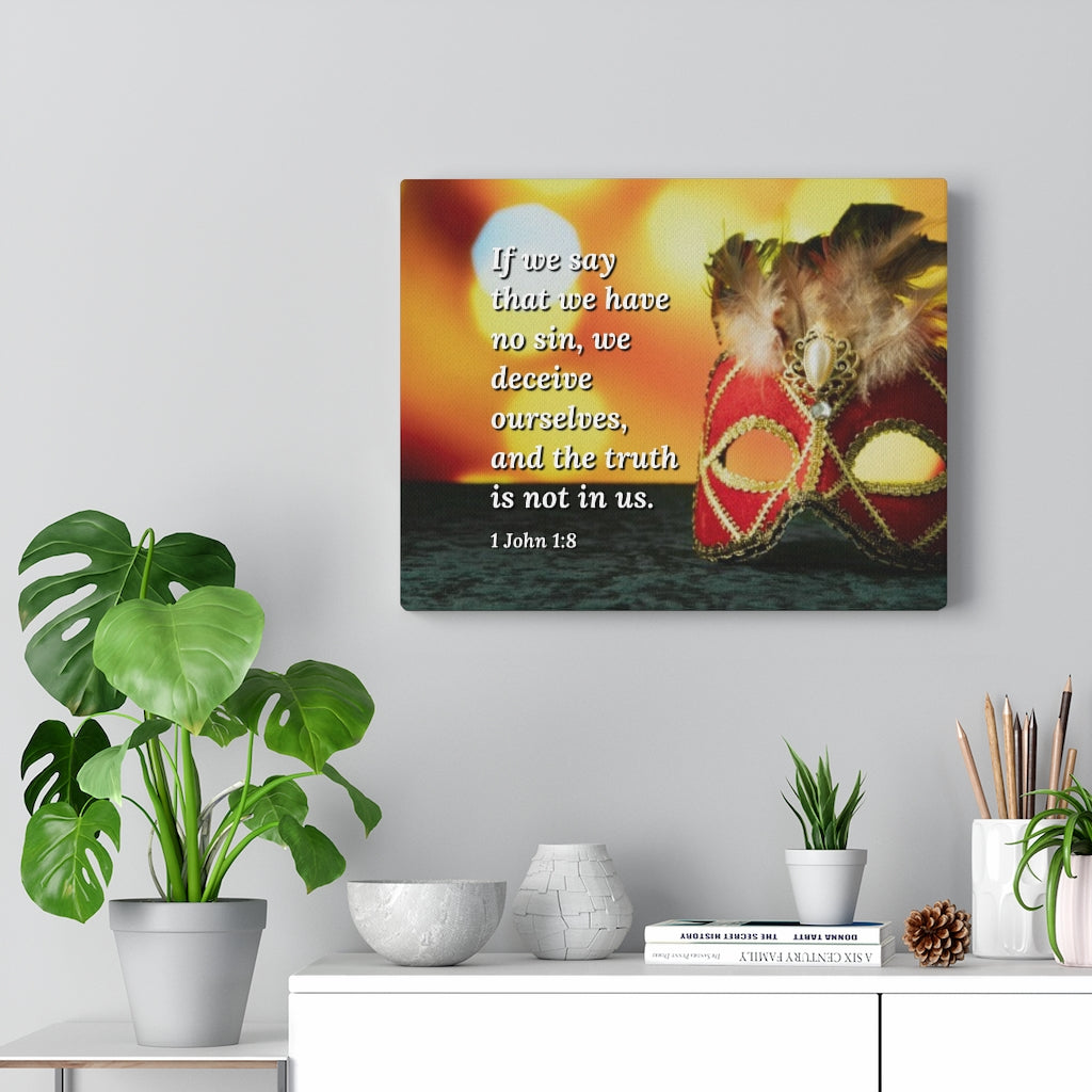 The Truth 1 John 1:8 Bible Verse Canvas Christian Wall Art Ready to Hang Unframed-Express Your Love Gifts