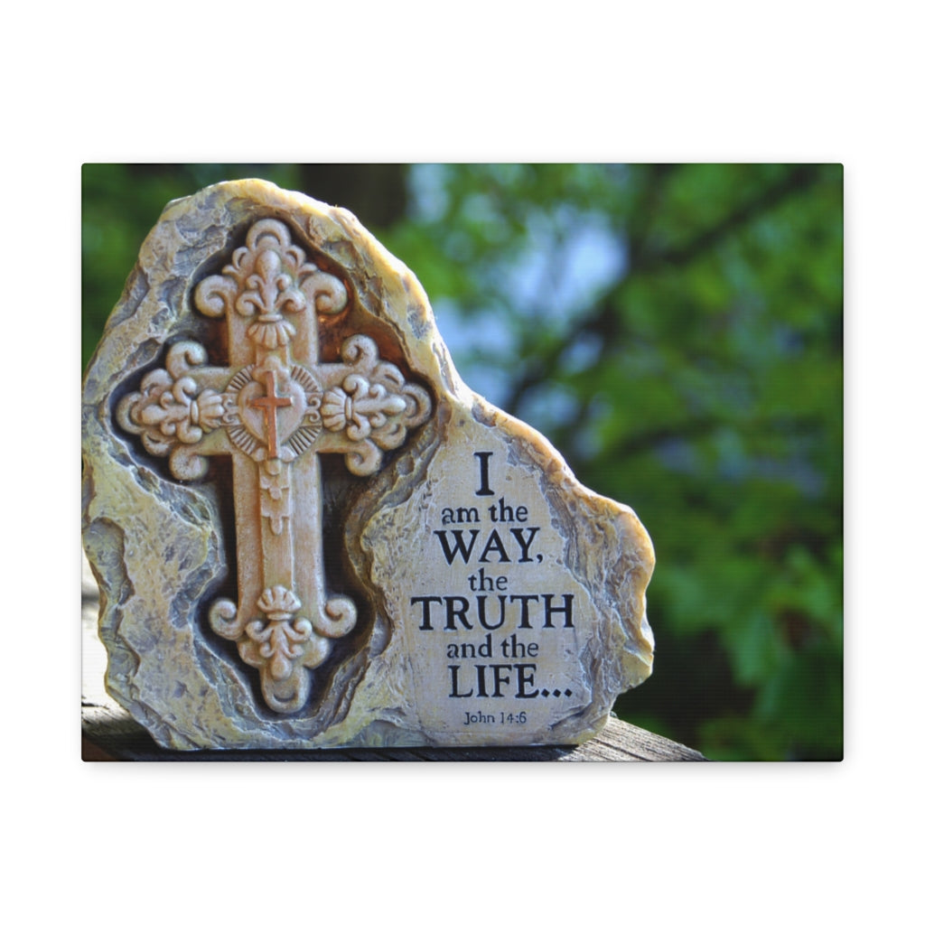 The Truth And The Life John 14:6 Cross Bible Verse Canvas Christian Wall Art Ready to Hang Unframed-Express Your Love Gifts
