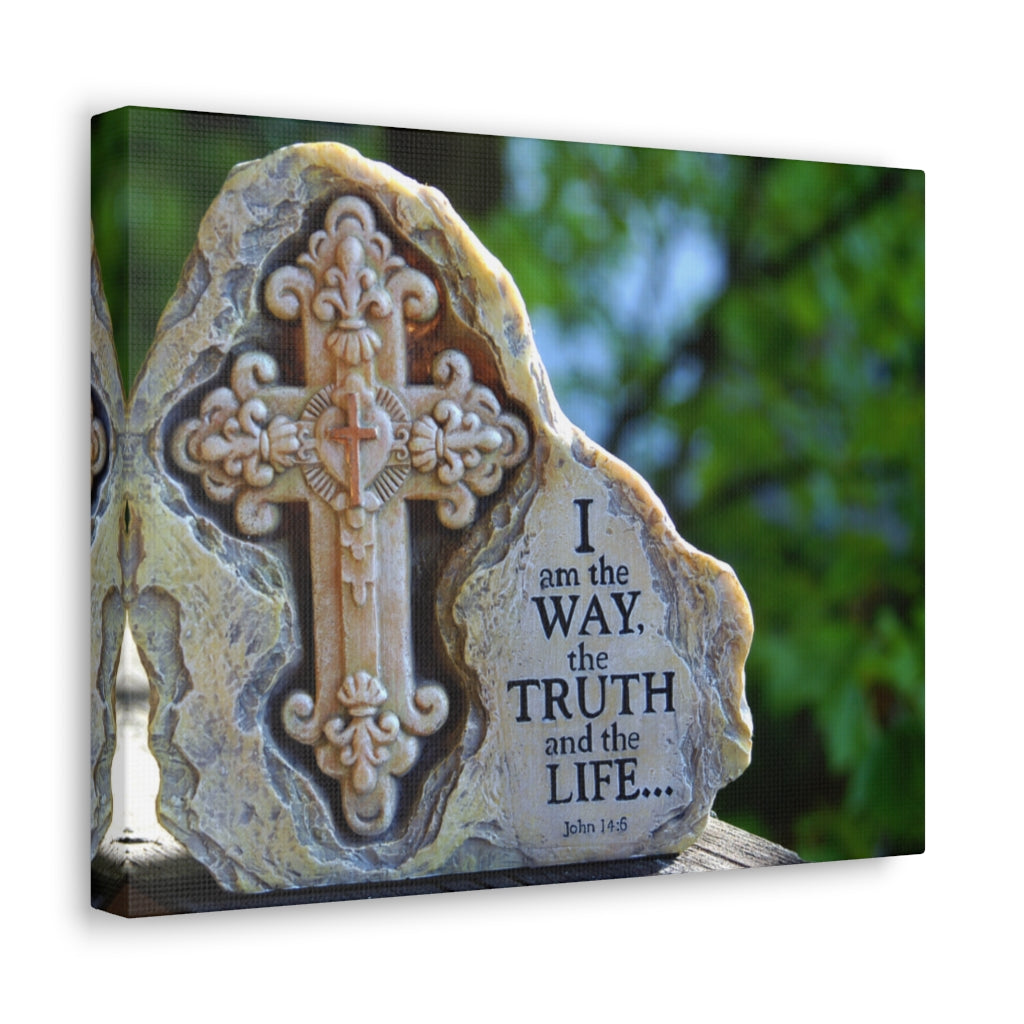 The Truth And The Life John 14:6 Cross Bible Verse Canvas Christian Wall Art Ready to Hang Unframed-Express Your Love Gifts
