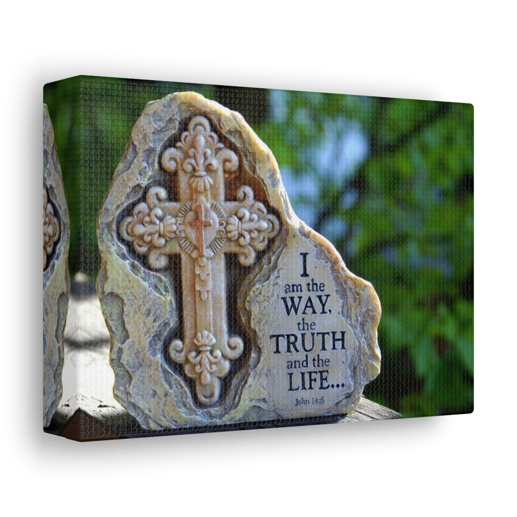The Truth And The Life John 14:6 Cross Bible Verse Canvas Christian Wall Art Ready to Hang Unframed-Express Your Love Gifts