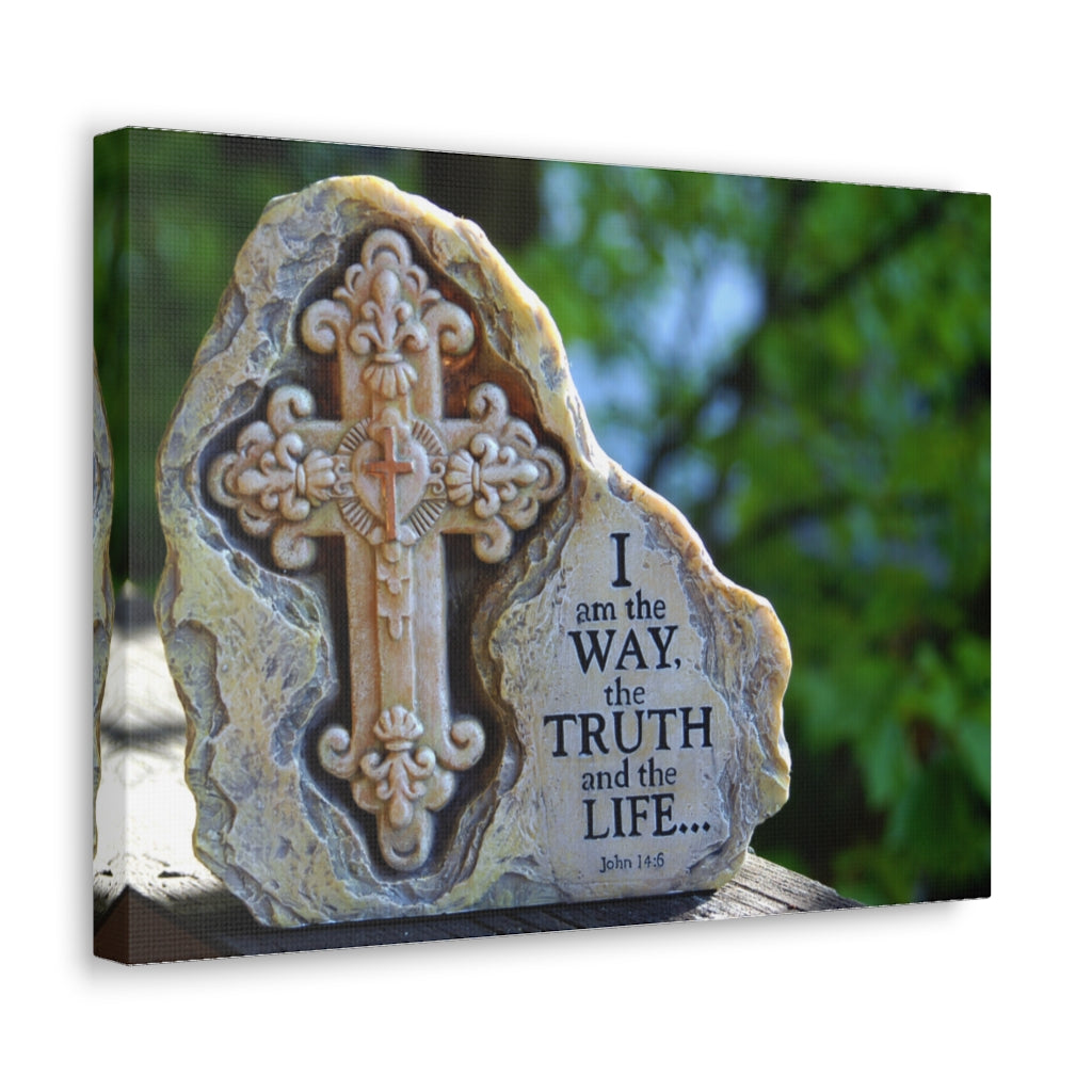 The Truth And The Life John 14:6 Cross Bible Verse Canvas Christian Wall Art Ready to Hang Unframed-Express Your Love Gifts