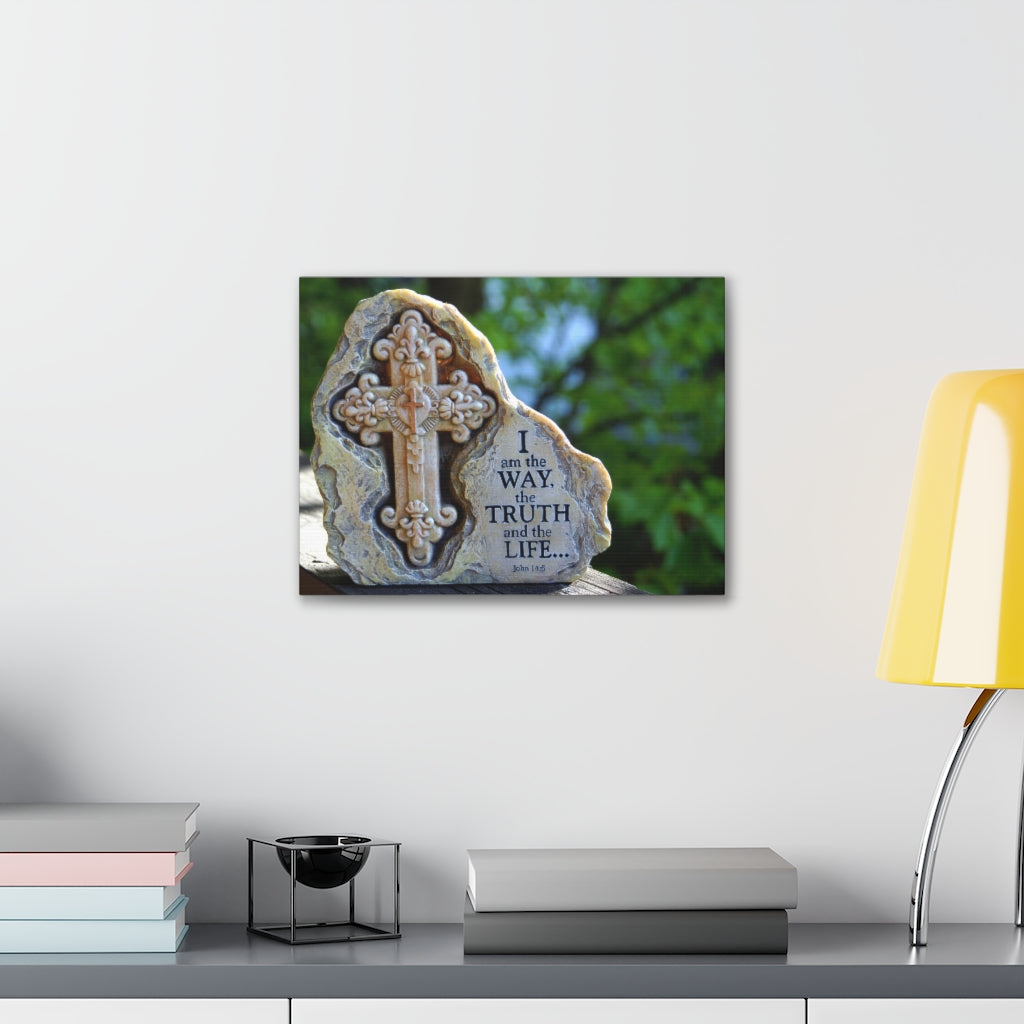 The Truth And The Life John 14:6 Cross Bible Verse Canvas Christian Wall Art Ready to Hang Unframed-Express Your Love Gifts