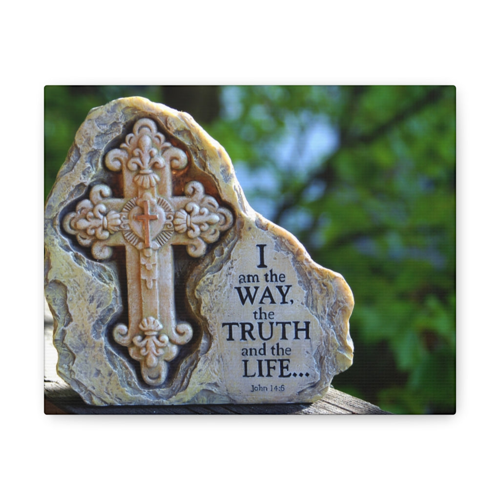 The Truth And The Life John 14:6 Cross Bible Verse Canvas Christian Wall Art Ready to Hang Unframed-Express Your Love Gifts