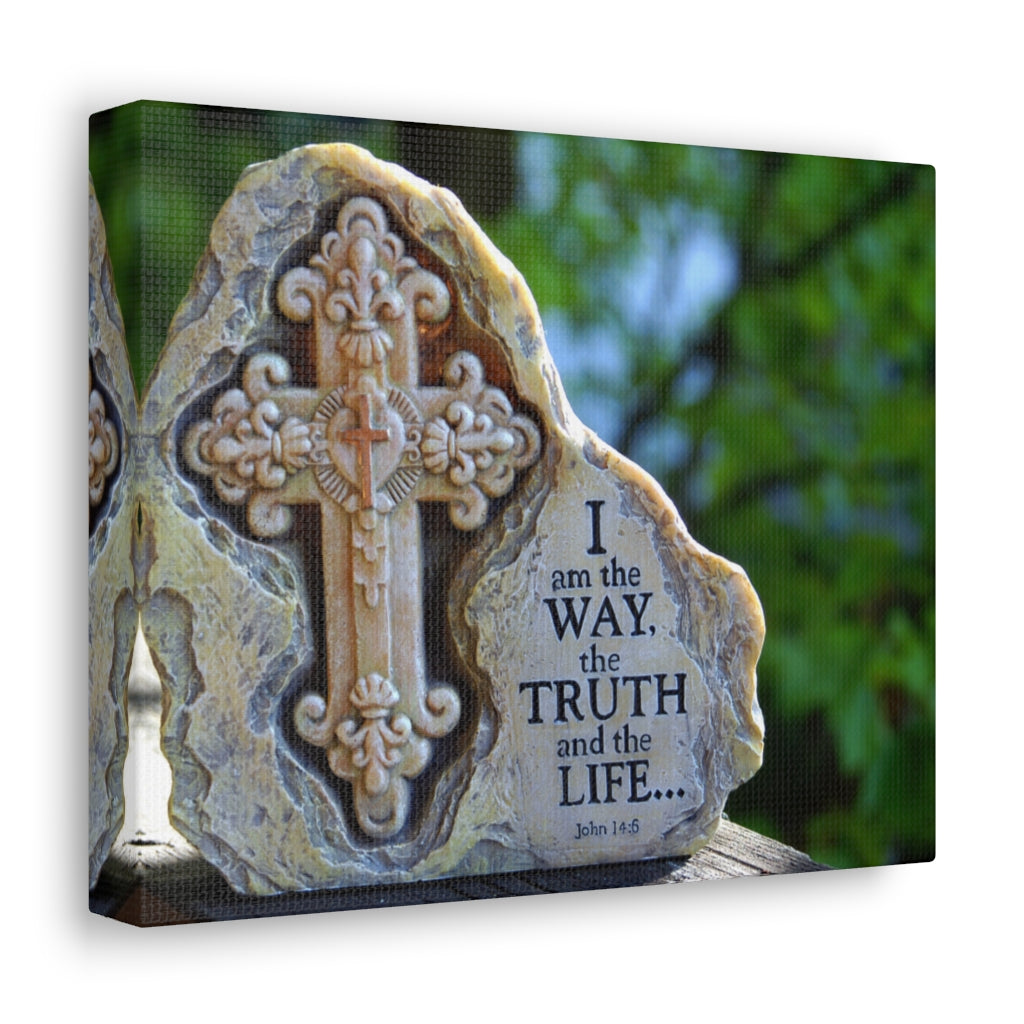 The Truth And The Life John 14:6 Cross Bible Verse Canvas Christian Wall Art Ready to Hang Unframed-Express Your Love Gifts