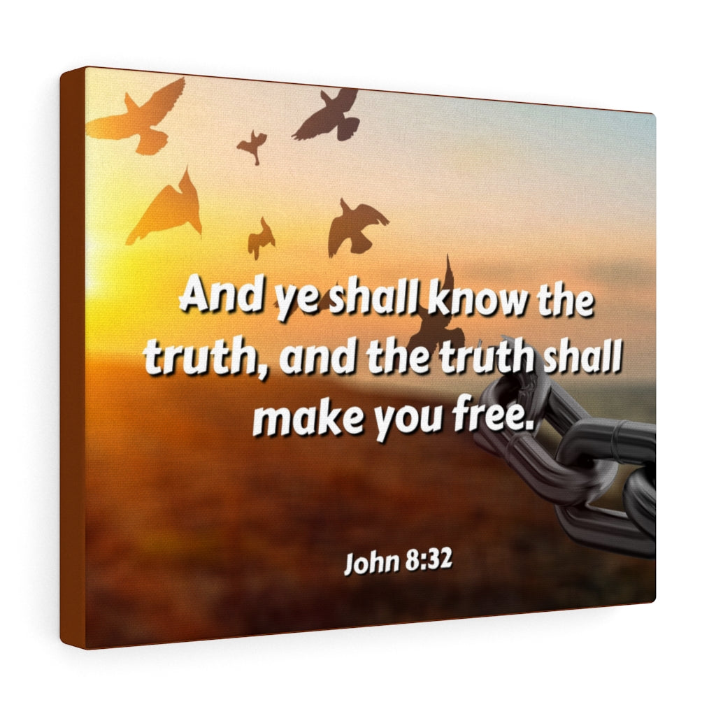 The Truth John 8:32 Bible Verse Canvas Christian Wall Art Ready to Hang Unframed-Express Your Love Gifts