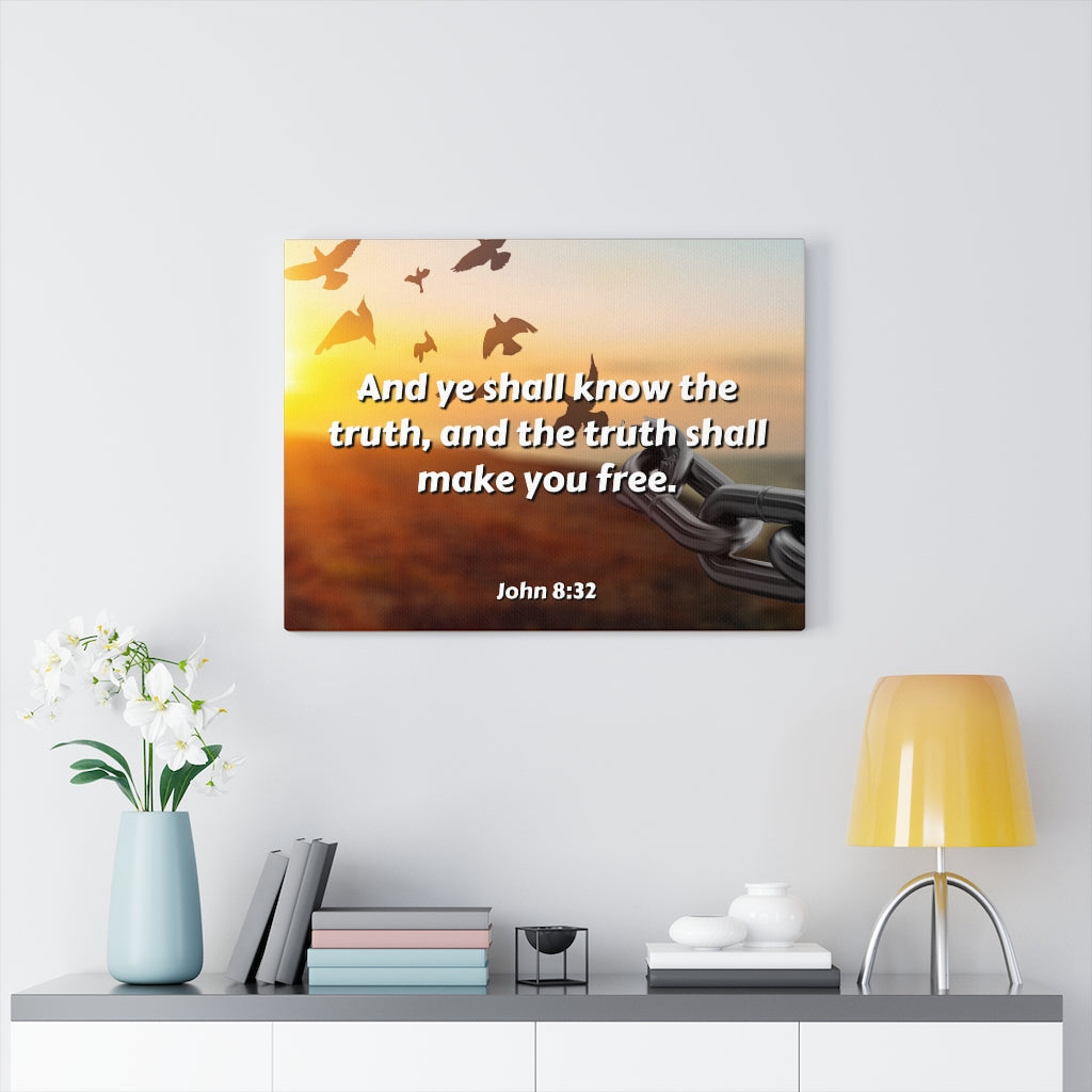 The Truth John 8:32 Bible Verse Canvas Christian Wall Art Ready to Hang Unframed-Express Your Love Gifts