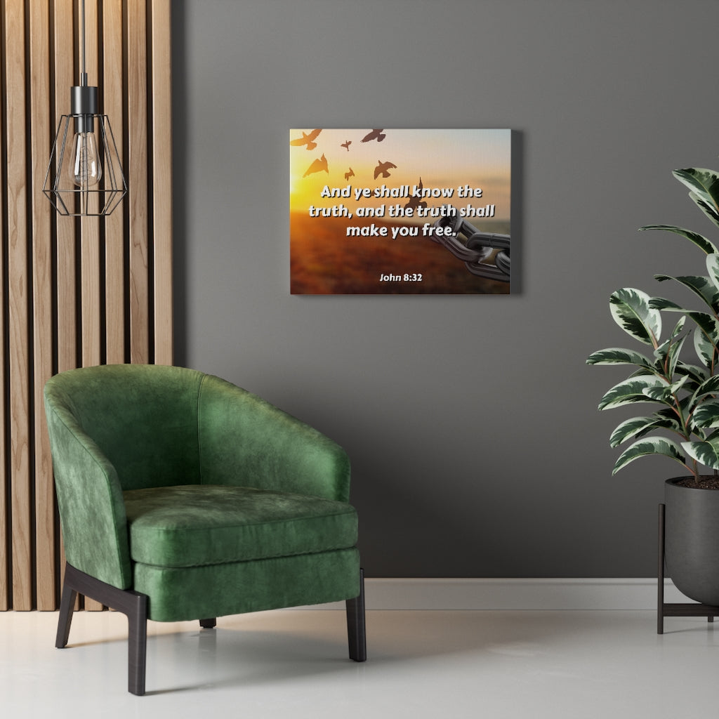The Truth John 8:32 Bible Verse Canvas Christian Wall Art Ready to Hang Unframed-Express Your Love Gifts
