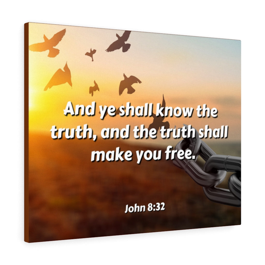 The Truth John 8:32 Bible Verse Canvas Christian Wall Art Ready to Hang Unframed-Express Your Love Gifts