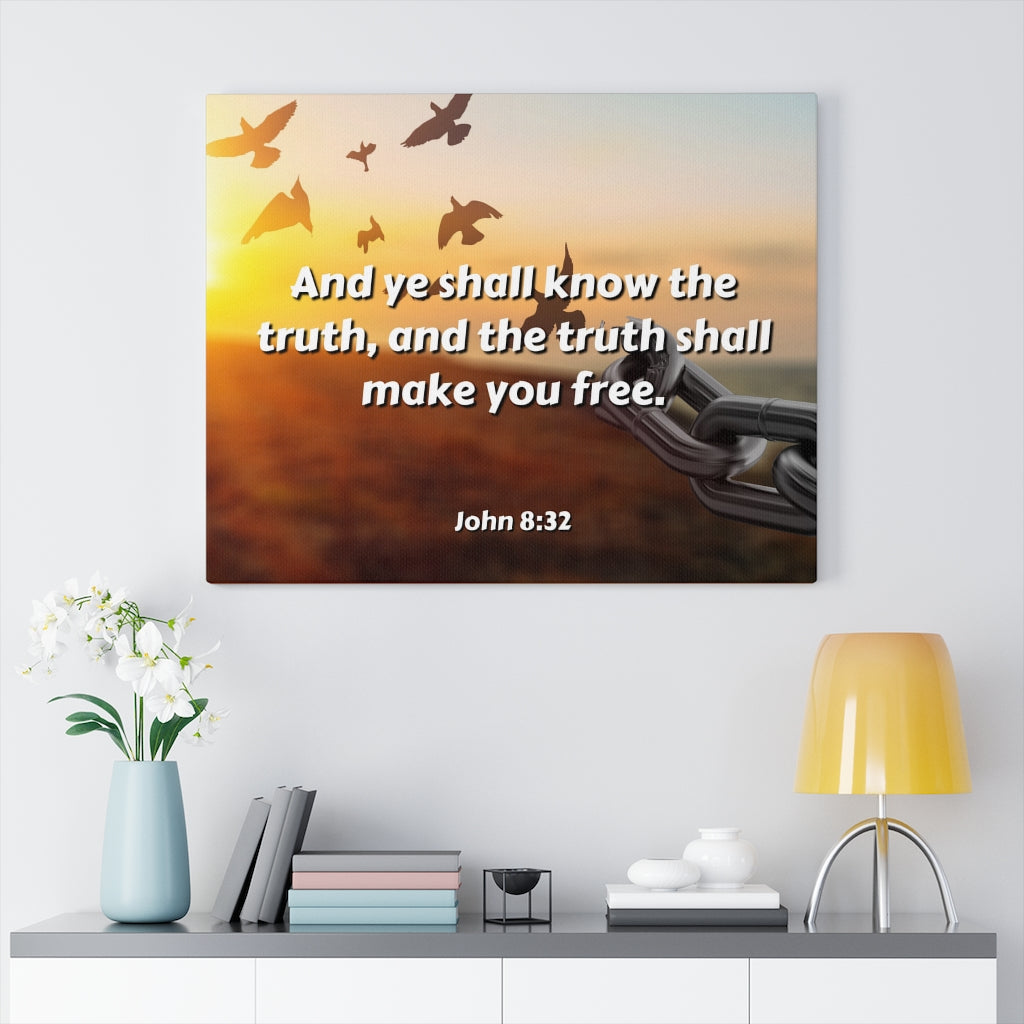 The Truth John 8:32 Bible Verse Canvas Christian Wall Art Ready to Hang Unframed-Express Your Love Gifts