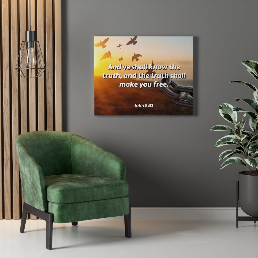 The Truth John 8:32 Bible Verse Canvas Christian Wall Art Ready to Hang Unframed-Express Your Love Gifts