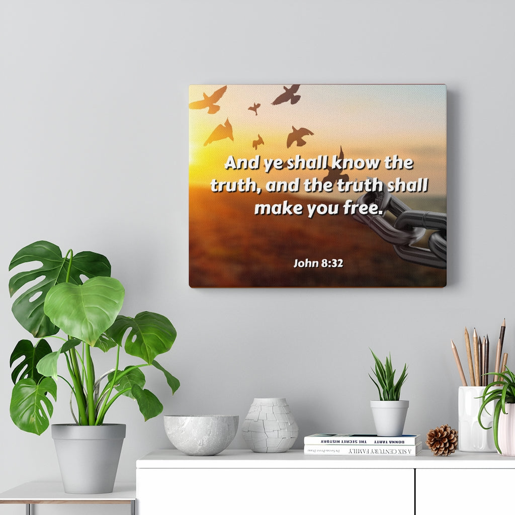 The Truth John 8:32 Bible Verse Canvas Christian Wall Art Ready to Hang Unframed-Express Your Love Gifts